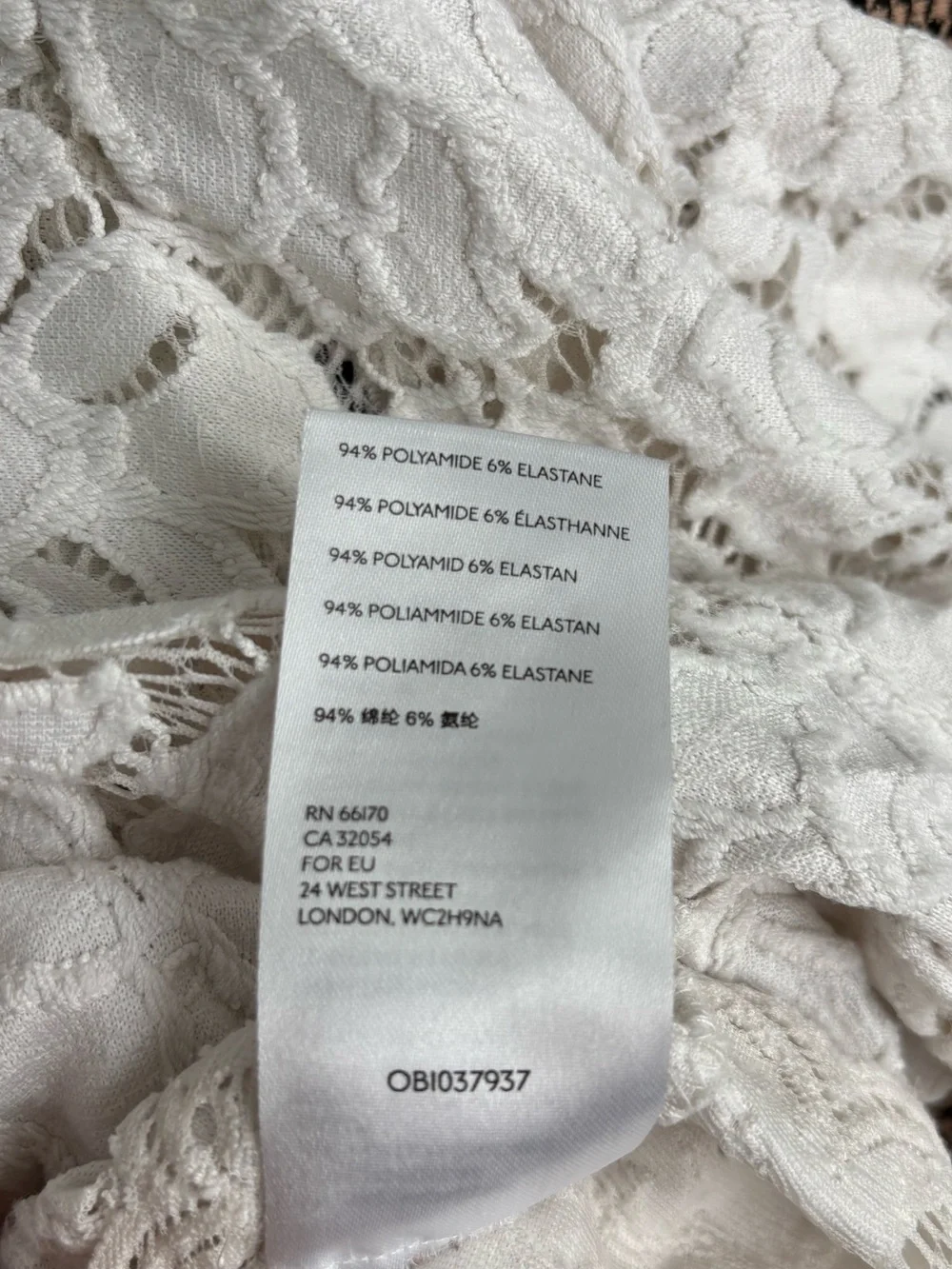 Free People White Floral Lace Long-Sleeve Blouse